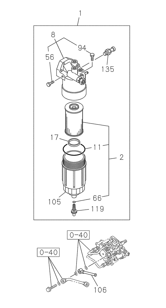 Схема запчастей Case CX300C - (03-041-01[01]) - FUEL FILTER (03) - FUEL SYSTEM