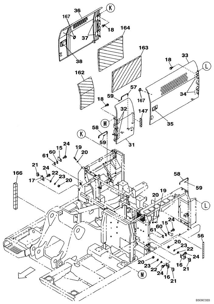 Схема запчастей Case CX210BNLC - (09-06) - ACCESS DOOR - INSULATION (09) - CHASSIS/ATTACHMENTS