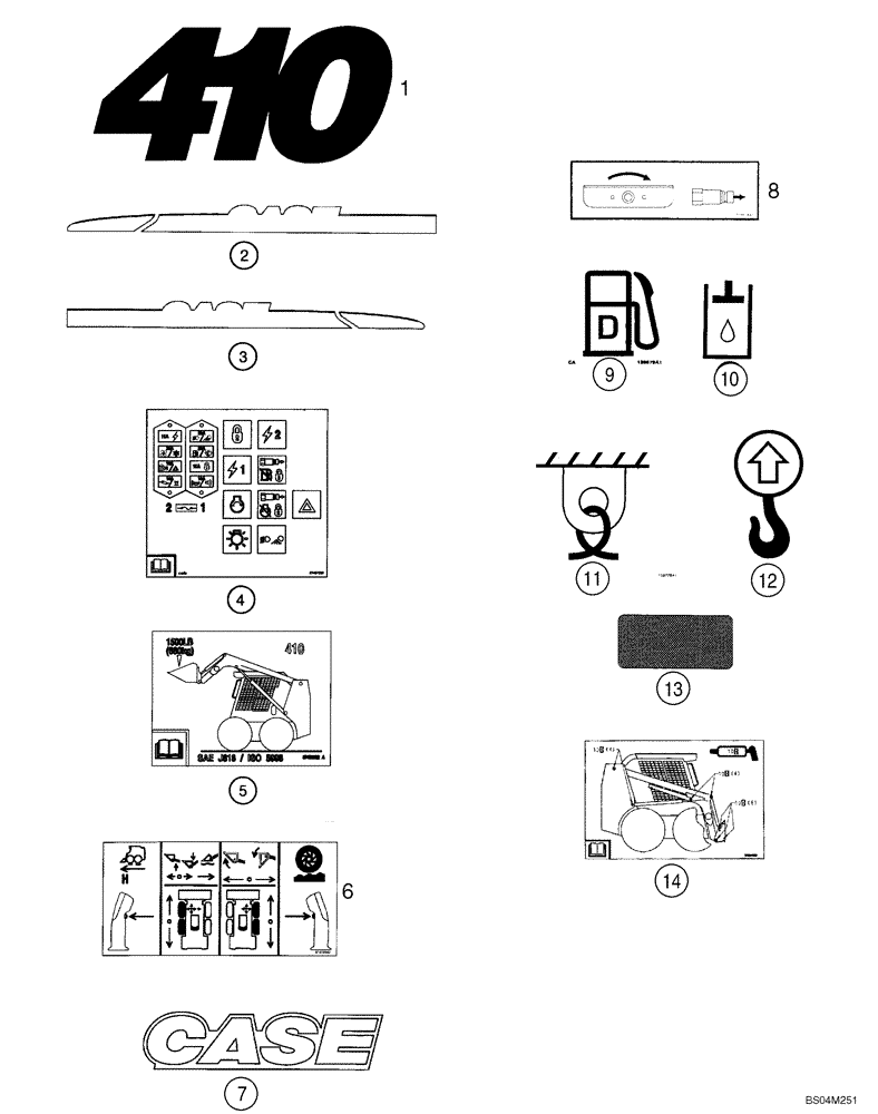 Схема запчастей Case 410 - (09-41) - DECALS (09) - CHASSIS