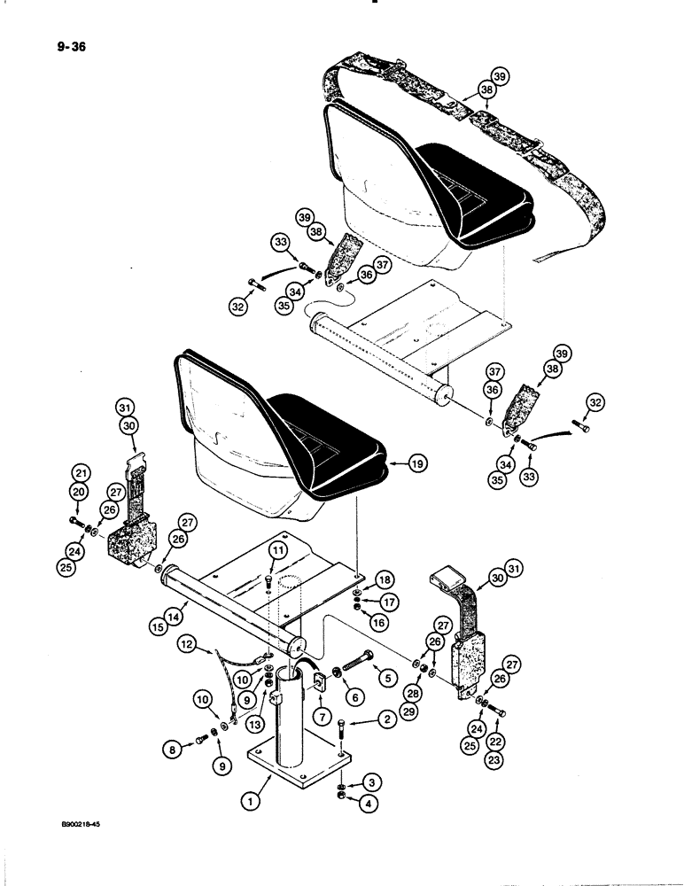 Схема запчастей Case W30 - (9-36) - SEAT AND MOUNTING PARTS, STANDARD SEAT (09) - CHASSIS/ATTACHMENTS