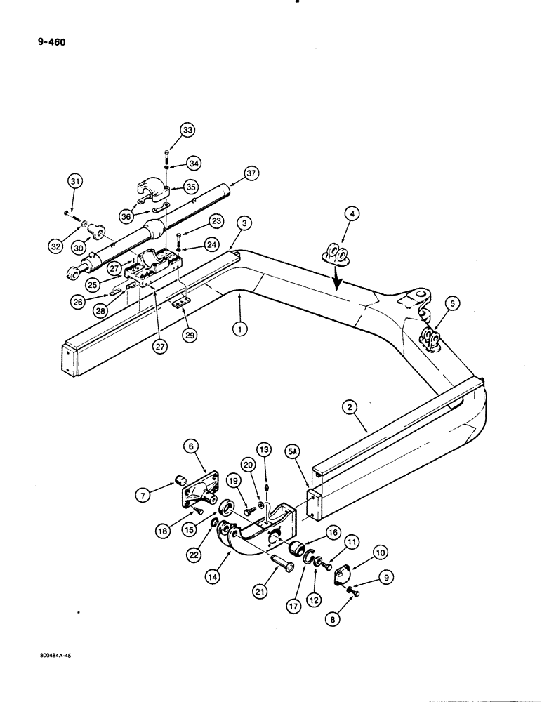 Схема запчастей Case 1455B - (9-460) - HYDRAULIC ANGLE TILT PITCH DOZER MODELS, *C-FRAME WITH BOLT ON TRUNNION, IF USED (09) - CHASSIS/ATTACHMENTS