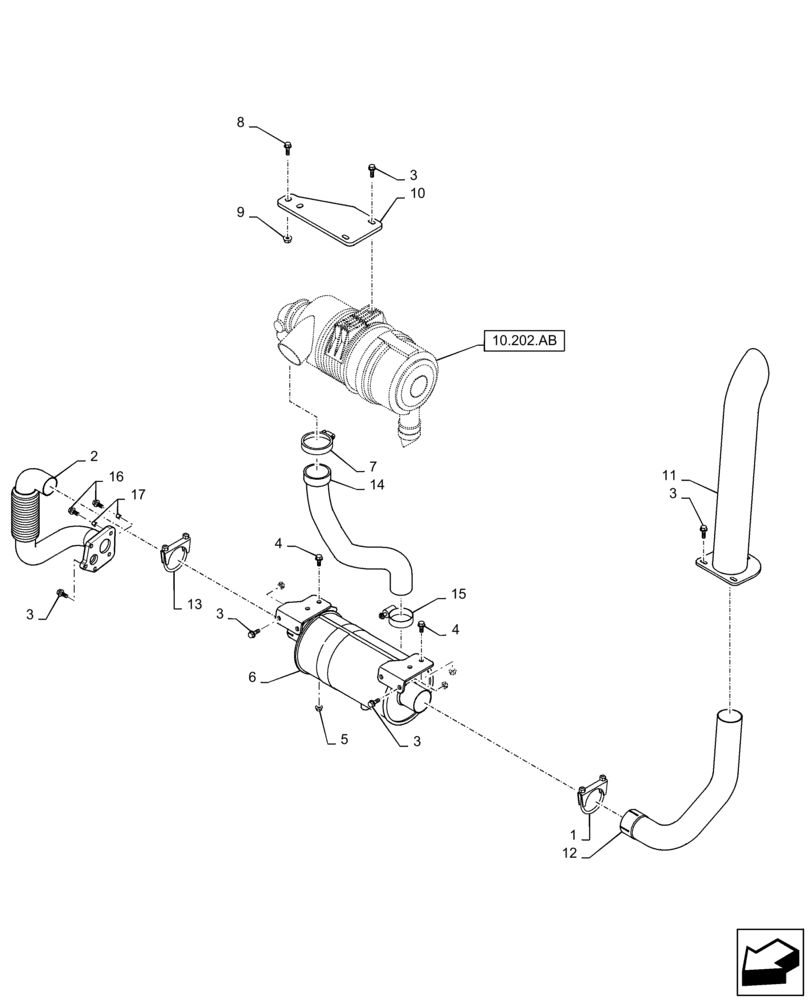 Схема запчастей Case SR150 - (10.202.AD) - ENGINE, EXHAUST SYSTEM ISM 2L (SR150) (10) - ENGINE