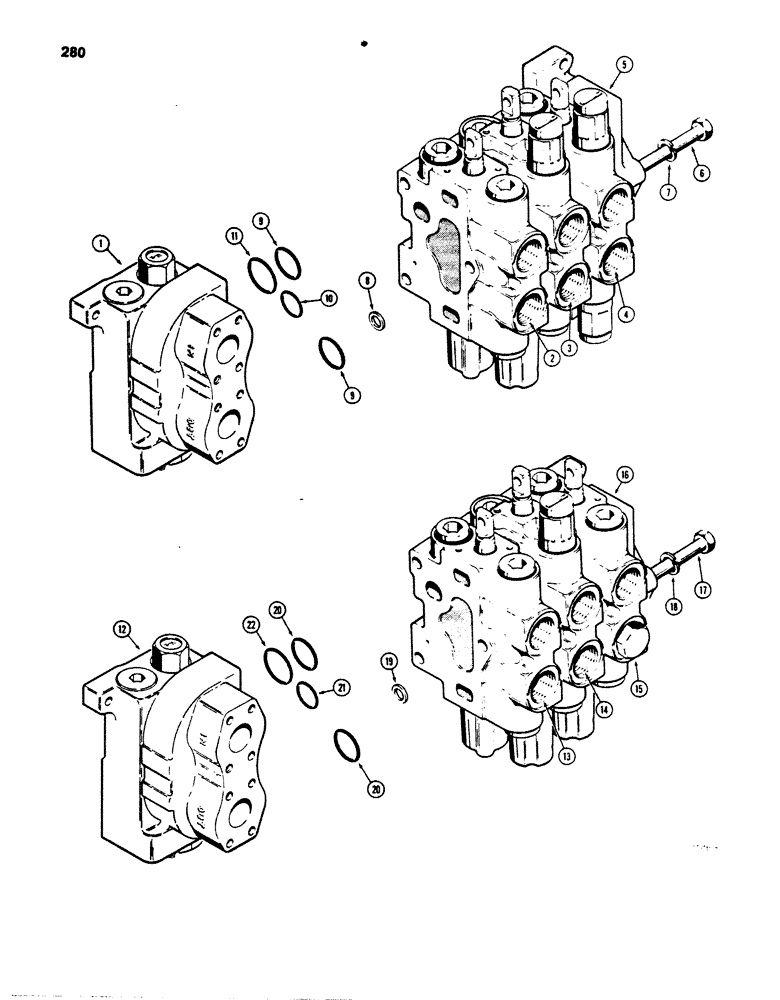 Схема запчастей Case 850B - (280) - R34590 THREE SPOOL CONTROL VALVE, TILT DOZER WITH RIPPER (07) - HYDRAULIC SYSTEM