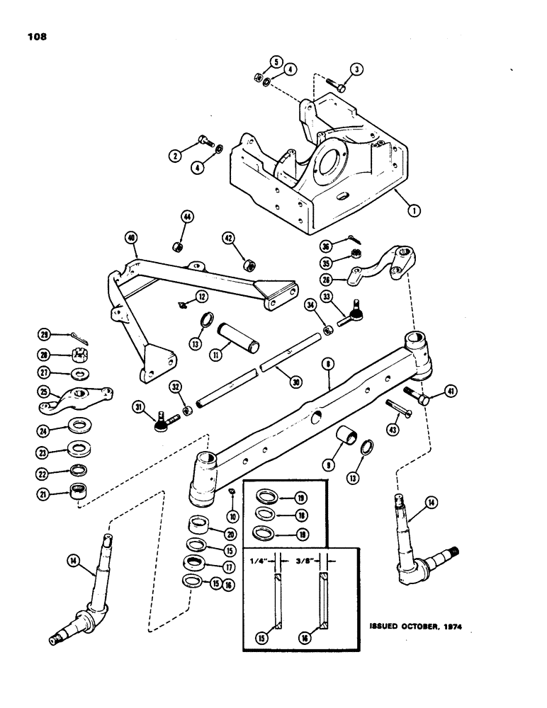 Схема запчастей Case 480B - (108) - FRONT AXLE ASSEMBLY 