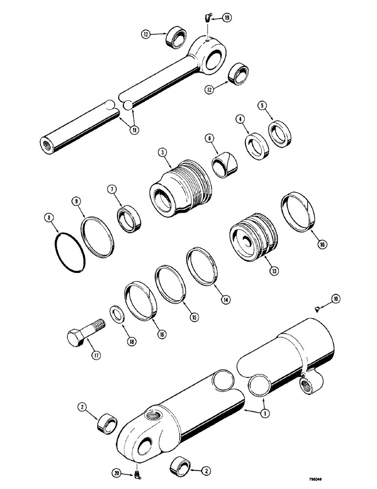 Схема запчастей Case 350 - (236) - G101242 AND G101243 LOADER LIFT CYLINDERS, ONE PIECE PISTON, SINGLE SOLID ROD WIPER (07) - HYDRAULIC SYSTEM