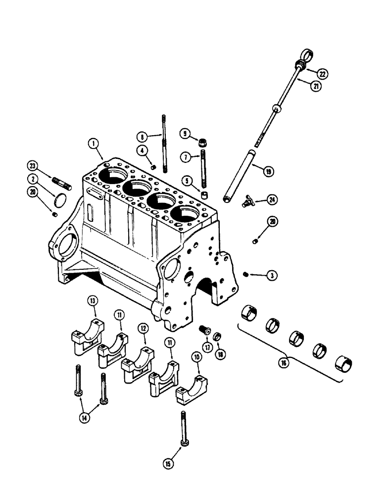 Схема запчастей Case 530CK - (041C) - CYL BLOCK ASSY.,(188)DIESEL ENG, FOR WIDE FL. SLEEVES W/FL MOUNTED OIL FILTER 1ST USED ENG SN2614827 (10) - ENGINE