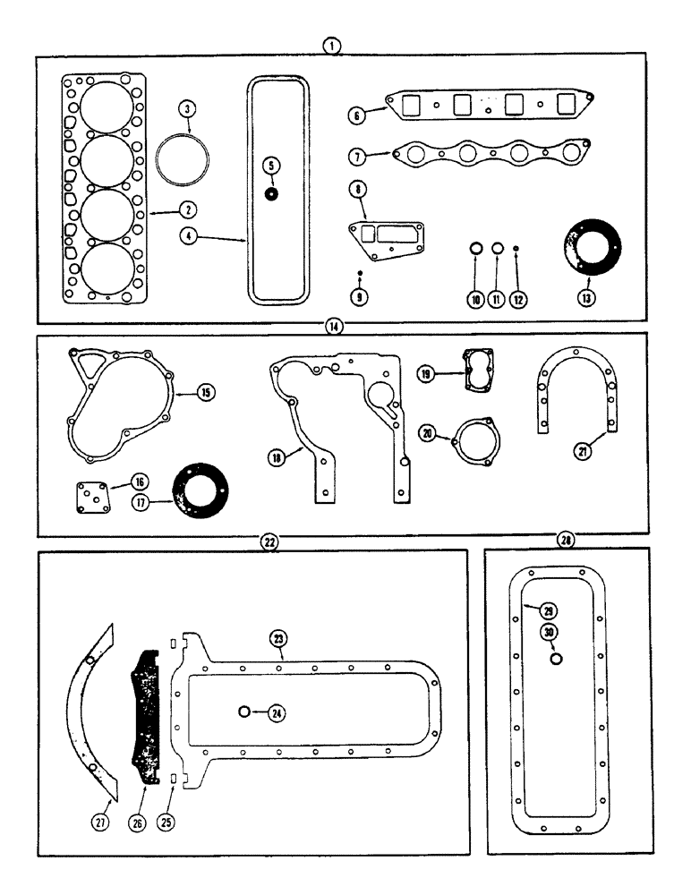 Схема запчастей Case 530CK - (038) - ENGINE GASKET KITS, (188) DIESEL ENGINE (10) - ENGINE