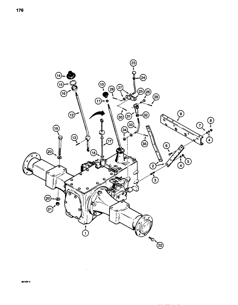 Схема запчастей Case 480D - (176) - TRANSAXLE AND DIFFERENTIAL LOCK, USED BEFORE TRANSAXLE S/N 16270319 (27) - REAR AXLE SYSTEM