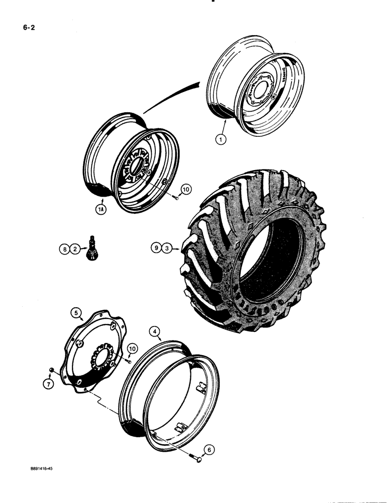 Схема запчастей Case 480E LL - (6-02) - REAR WHEELS AND TIRES (06) - POWER TRAIN