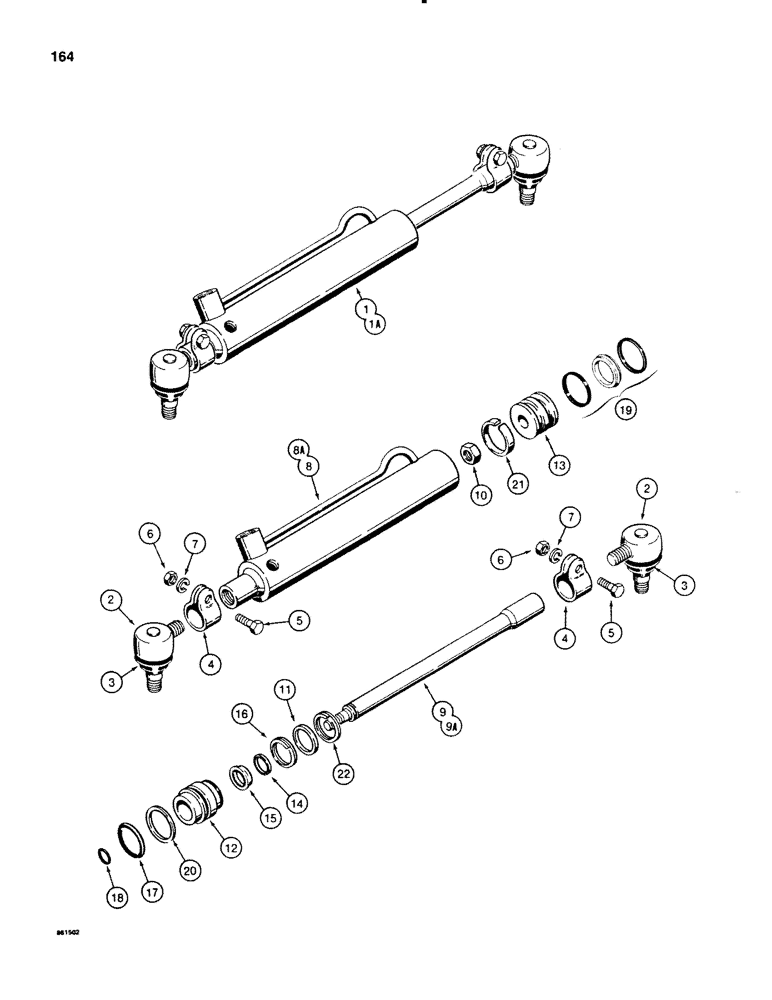 Схема запчастей Case 580E - (164) - STEERING CYLINDERS (05) - STEERING