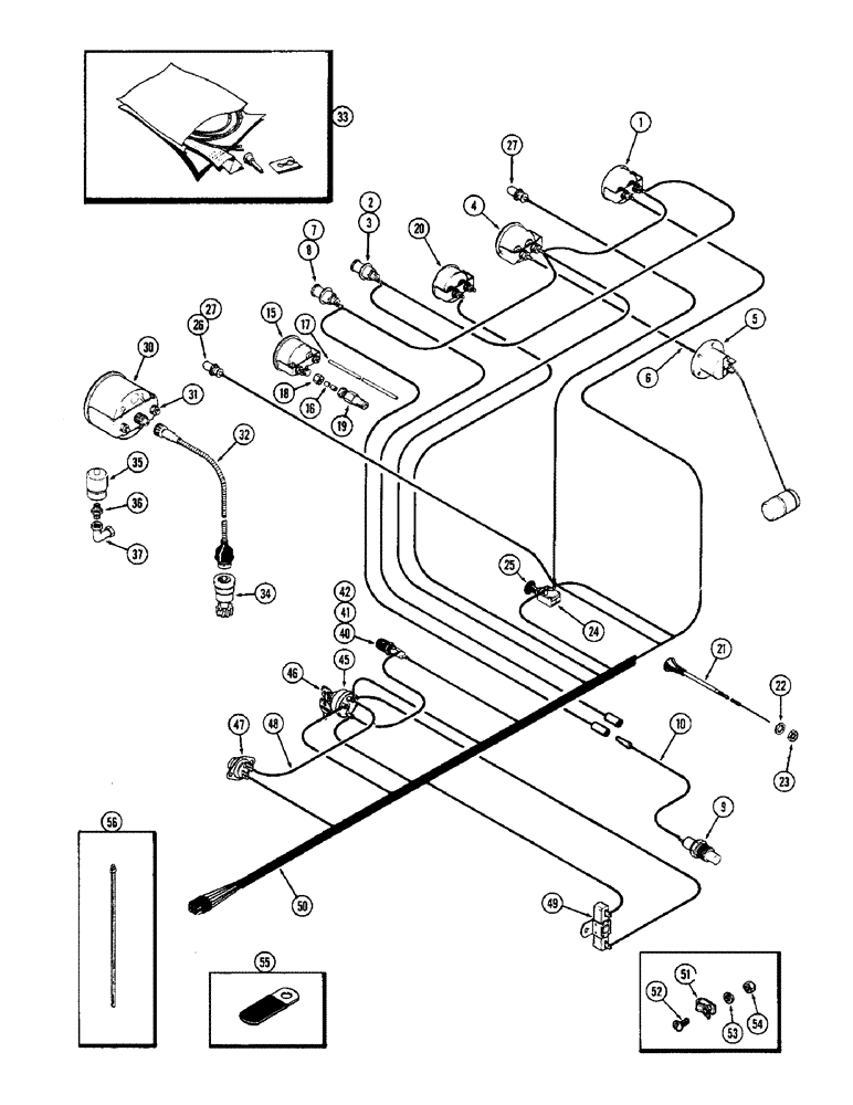 Схема запчастей Case 580B - (110) - INSTRUMENTS AND WIRING, (188) DIESEL ENGINE (04) - ELECTRICAL SYSTEMS