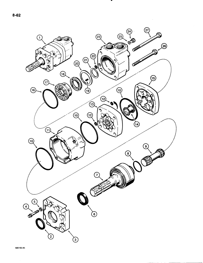 Схема запчастей Case 480E - (8-062) - D90094 PTO HYDRAULIC MOTOR (08) - HYDRAULICS