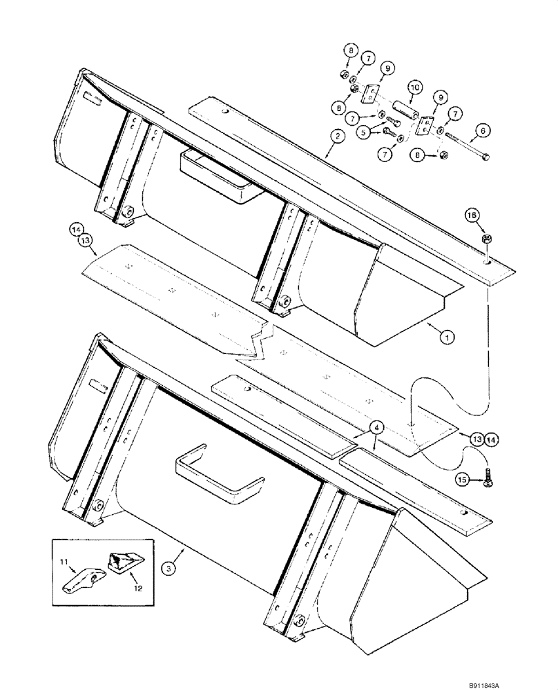 Схема запчастей Case 1845C - (09-14) - BUCKETS - LOADER (PINNED COUPLER), JAF0041368 - (09) - CHASSIS/ATTACHMENTS