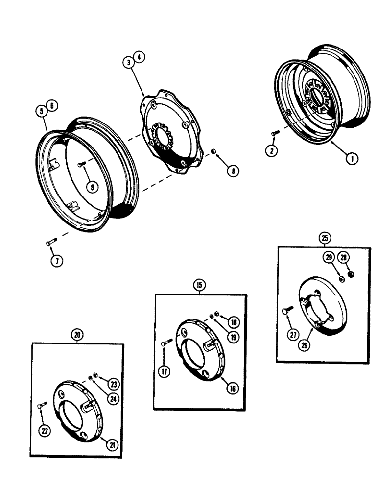 Схема запчастей Case 480CK - (108) - REAR WHEEL AND WEIGHTS 