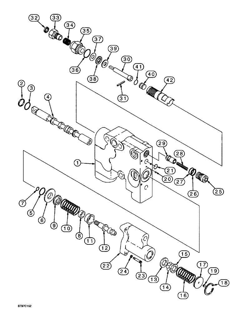 Схема запчастей Case 580SL - (8-136) - AUXILIARY VALVE, BACKHOE SECTION (08) - HYDRAULICS