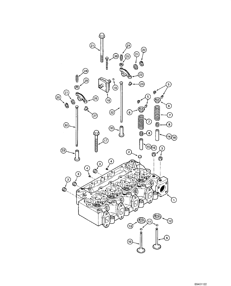 Схема запчастей Case 1845C - (02-22) - CYLINDER HEAD - VALVE MECHANISM, 4-390 ENGINE (02) - ENGINE