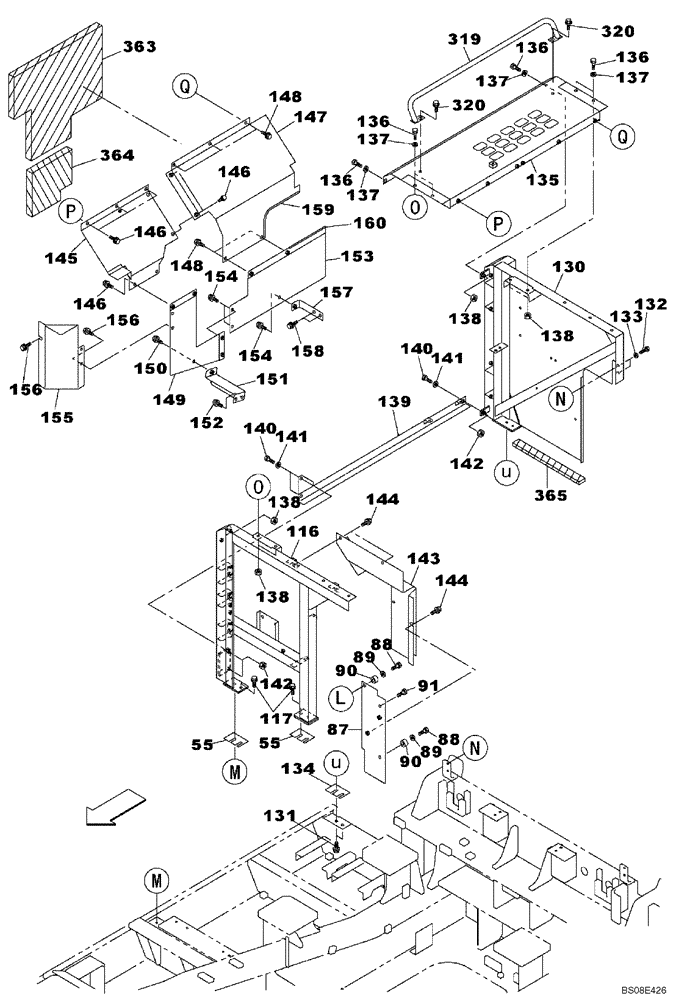 Схема запчастей Case CX700B - (09-72) - COWLING - FRAMEWORK (09) - CHASSIS