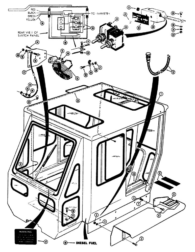 Схема запчастей Case 680CK - (107A) - CAB AND RELATED PARTS (90) - PLATFORM, CAB, BODYWORK AND DECALS