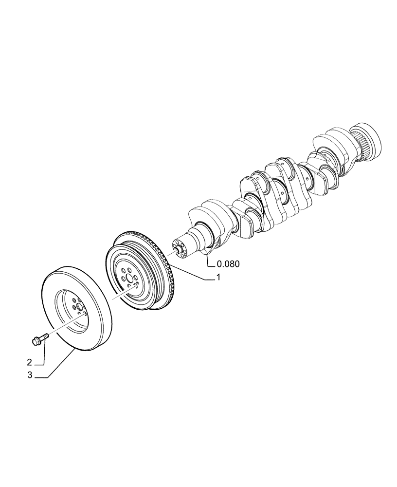 Схема запчастей Case 1850K - (0.084[01]) - PULLEY - CRANKSHAFT (01) - ENGINE