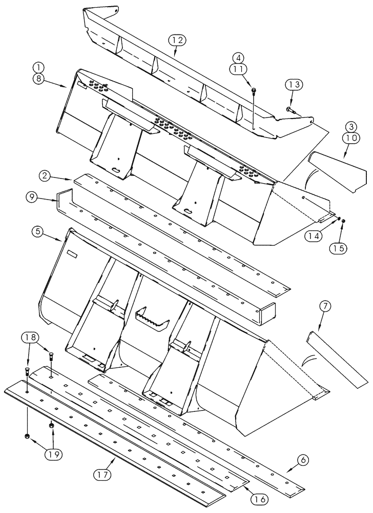 Схема запчастей Case 90XT - (09-05) - BUCKETS LOADER, 2083 MM (82 IN) WIDE BUCKET (09) - CHASSIS