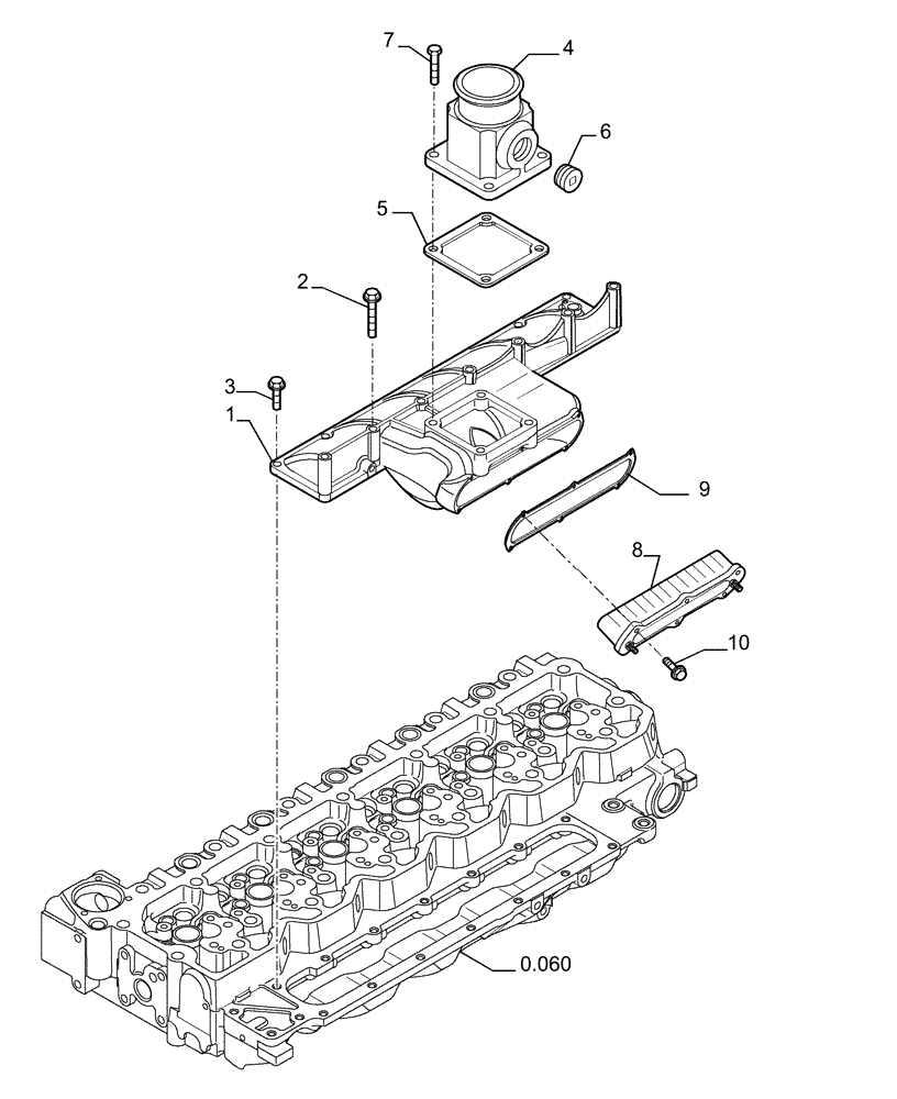 Схема запчастей Case 1850K - (0.071[01]) - INTAKE MANIFOLD (01) - ENGINE