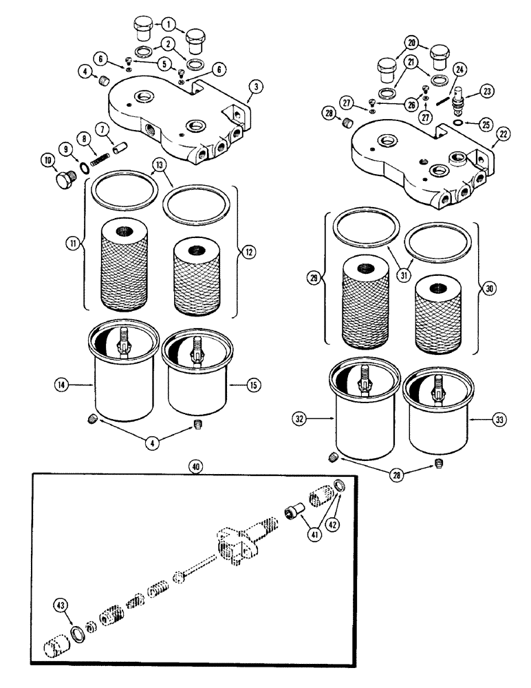 Схема запчастей Case W12 - (030) - PRIMARY FUEL FILTER, LATE PRODUCTION (03) - FUEL SYSTEM