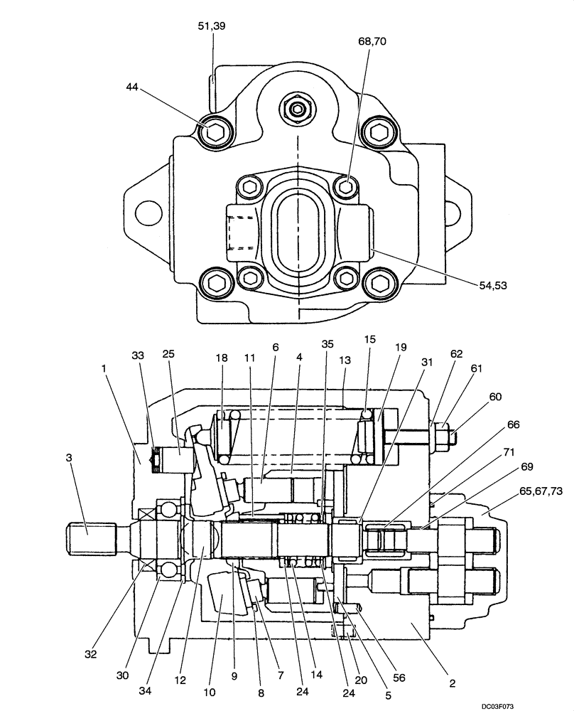 Схема запчастей Case CX14 - (08-14[00]) - PUMP ASSY (08) - HYDRAULICS