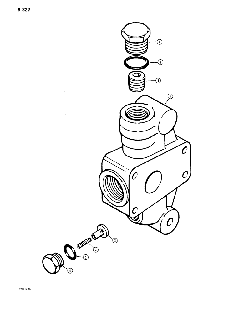 Схема запчастей Case 680K - (8-322) - BACKHOE CONTROL VALVE, MID-INLET SECTION (08) - HYDRAULICS