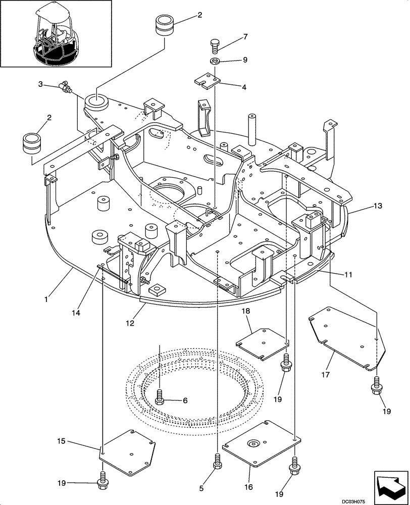 Схема запчастей Case CX25 - (09-02[00]) - TURNTABLE - ACCESS COVERS (09) - CHASSIS/ATTACHMENTS