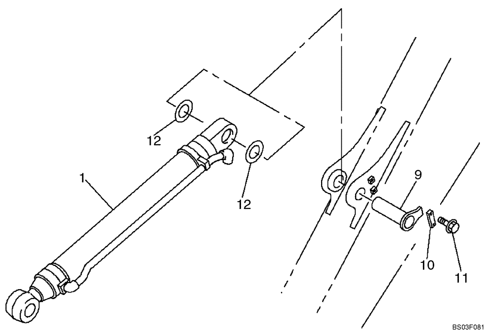 Схема запчастей Case CX135SR - (09-49) - BUCKET CYLINDER - MOUNTING (09) - CHASSIS/ATTACHMENTS