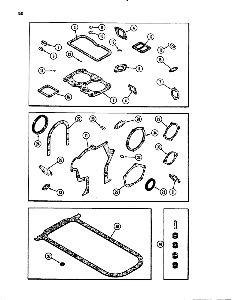 Схема запчастей Case 780B - (052) - ENGINE GASKET KITS, 336BDT DIESEL ENGINE, VALVE GRIND KIT (02) - ENGINE