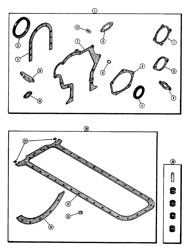 Схема запчастей Case 800 - (047A) - ENGINE GASKET KITS, (336BD) AND (336BDT) DIESEL ENGINES, CYLINDER BLOCK KIT (01) - ENGINE