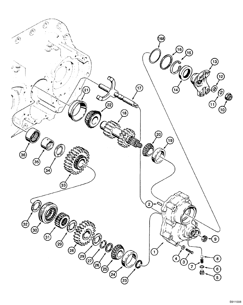 Схема запчастей Case 550H-IND - (06-05) - TRANSMISSION, RANGE SHIFT (06) - POWER TRAIN