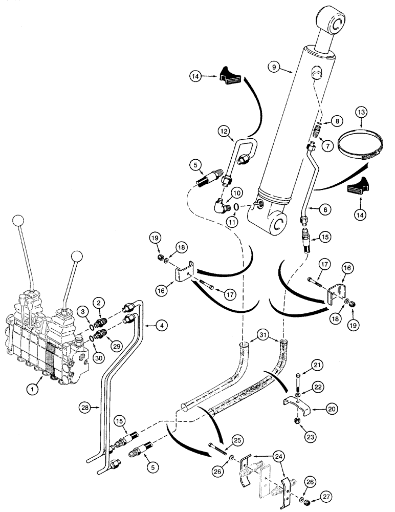 Схема запчастей Case 960 - (08-19) - HYDRAULICS CYLINDER, BACKHOE DIPPER (08) - HYDRAULICS