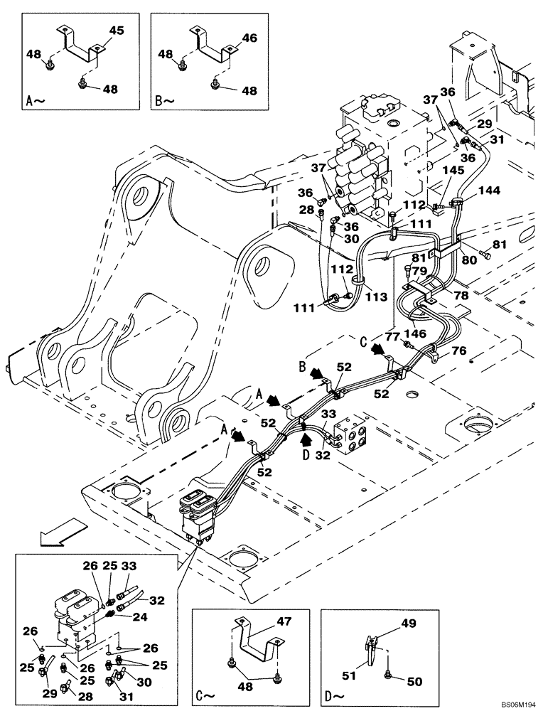 Схема запчастей Case CX290B - (08-19) - PILOT CONTROL LINES, TRAVEL - TWO WAY (08) - HYDRAULICS