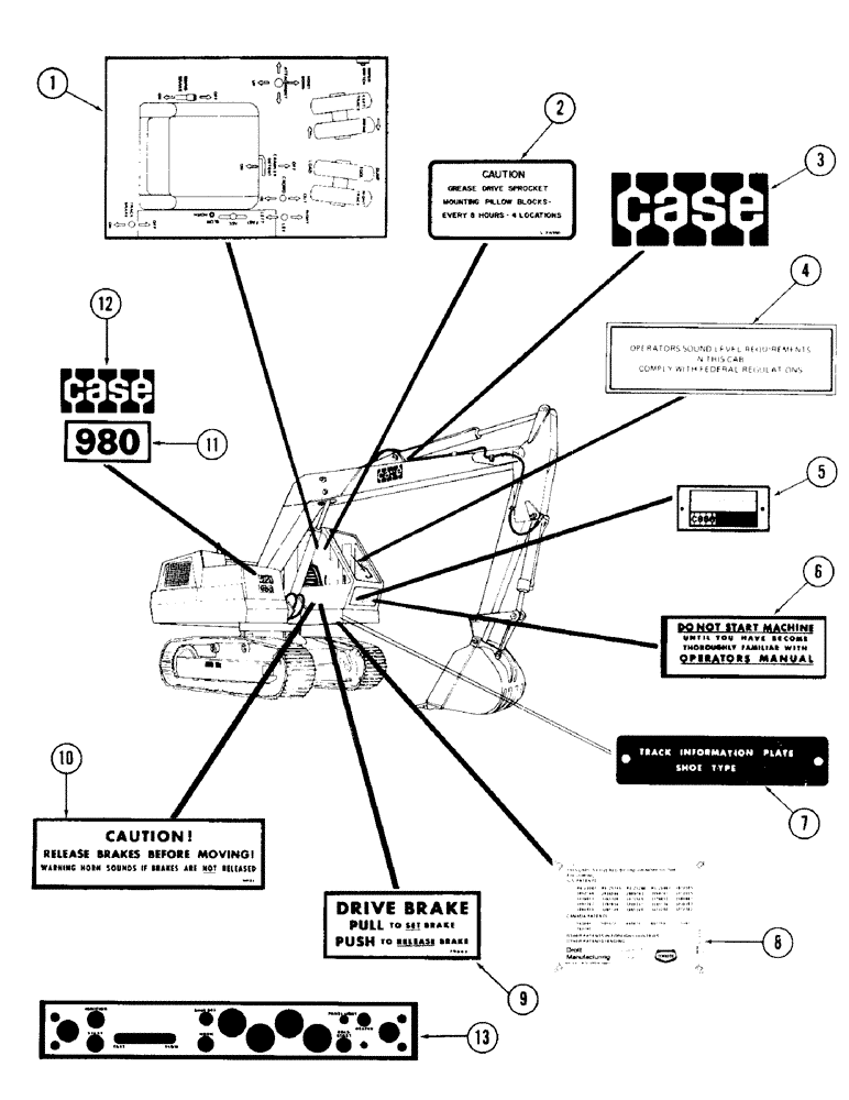 Схема запчастей Case 980 - (218) - DECALS (05) - UPPERSTRUCTURE CHASSIS