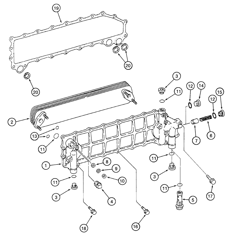 Схема запчастей Case 9050 - (2-26) - ENGINE OIL COOLER (02) - ENGINE