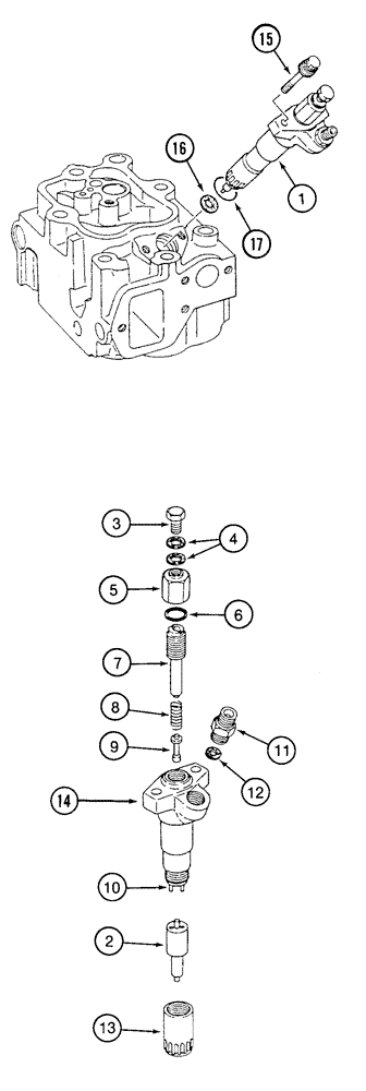 Схема запчастей Case 9050 - (3-14) - FUEL INJECTION NOZZLE (03) - FUEL SYSTEM