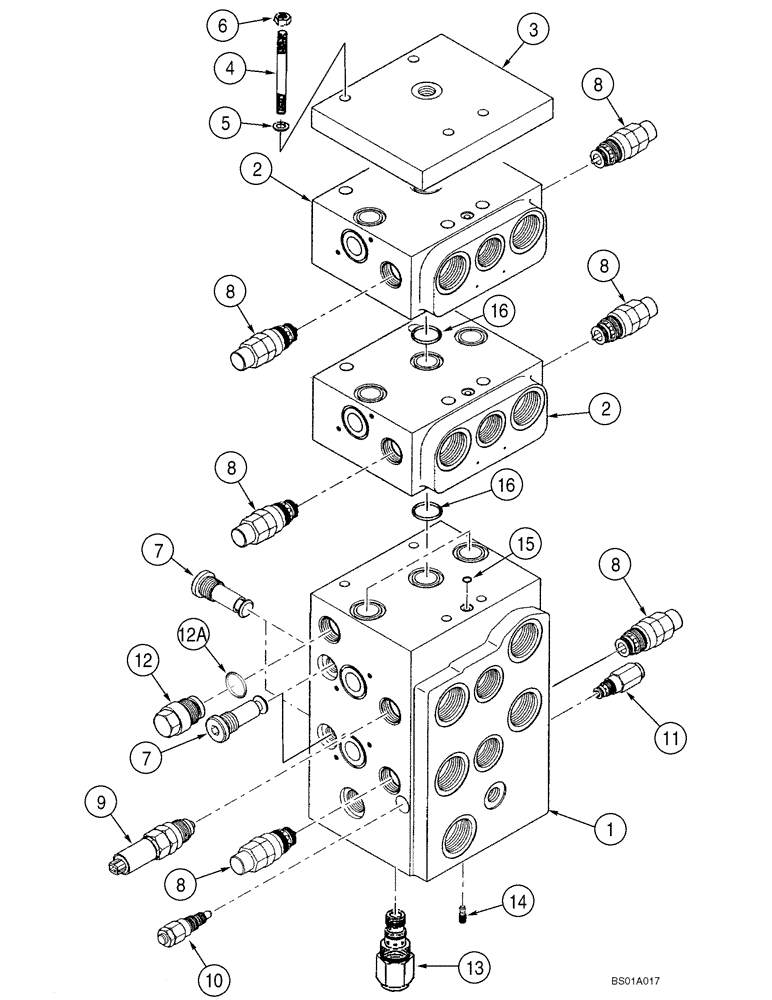 Схема запчастей Case 621D - (08-12A) - VALVE ASSY - LOADER CONTROL, FOUR SPOOL - Z-BAR (08) - HYDRAULICS