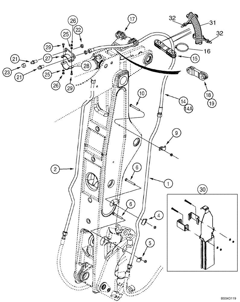 Схема запчастей Case 580SM - (08-24) - HYDRAULICS - BACKHOE AUXILIARY (08) - HYDRAULICS