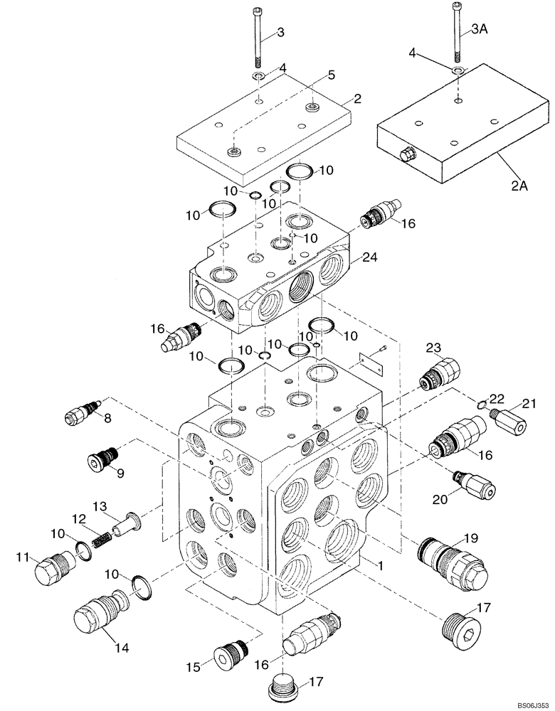 Схема запчастей Case 721D - (08-16E) - VALVE ASSY - LOADER CONTROL, THREE SPOOL (XT) - IF USED (08) - HYDRAULICS