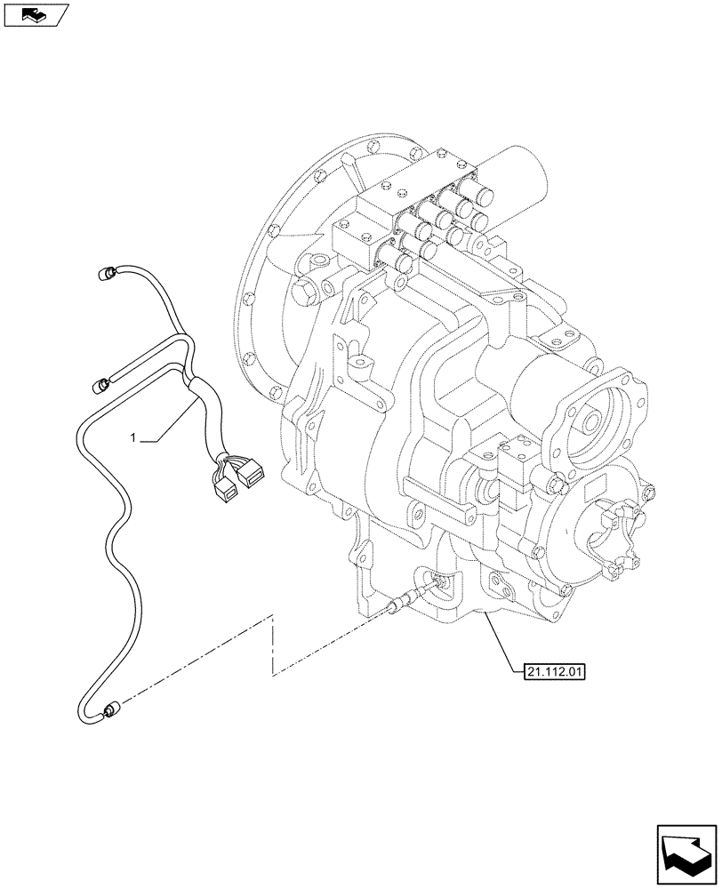 Схема запчастей Case 590SN - (55.024.01) - TRANSMISSION - 4WD POWERSHIFT H TYPE - VALVE, CONTROL (55) - ELECTRICAL SYSTEMS