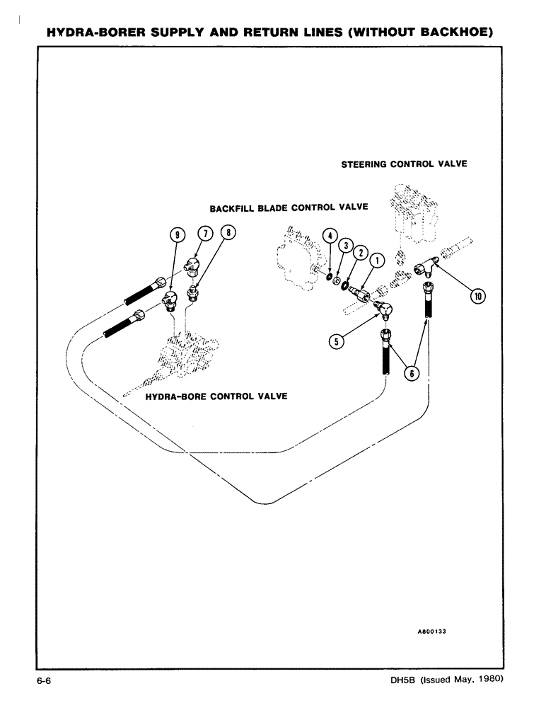 Схема запчастей Case DH5 - (6-06) - HYDRA-BORER SUPPLY AND RETURN LINES (WITHOUT BACKHOE) (35) - HYDRAULIC SYSTEMS