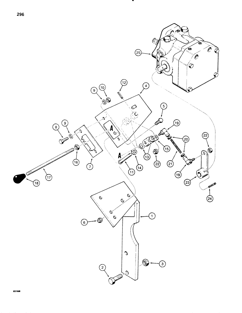 Схема запчастей Case P60 - (296) - LINE LAYER PUMP CONTROLS, USED ON 30+4 SER. NO. 5465 TO 1139802, ON 40+4 SER. NO. 4045 TO 1140505 (35) - HYDRAULIC SYSTEMS