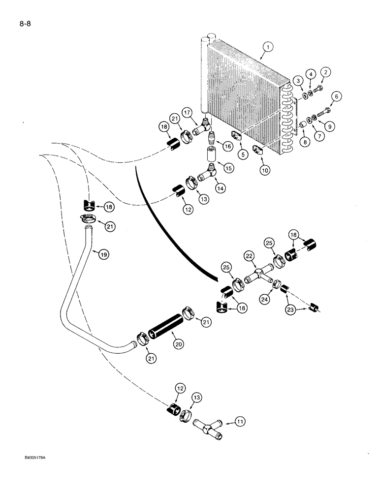 Схема запчастей Case 360 - (8-08) - OIL COOLER HYDRAULIC CIRCUIT (08) - HYDRAULICS