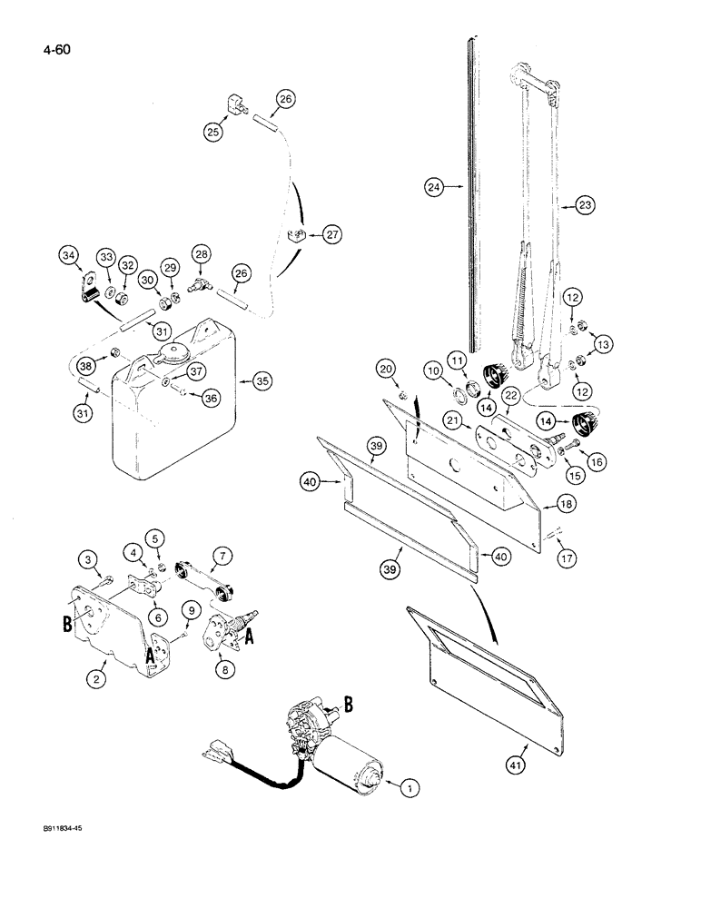 Схема запчастей Case 621 - (4-60) - FRONT WIPER (04) - ELECTRICAL SYSTEMS