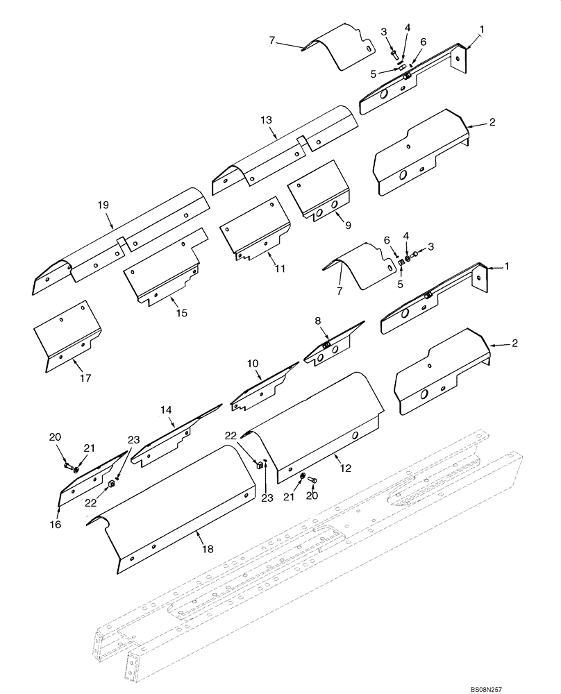 Схема запчастей Case 750L - (05-02A) - FRAME, TRACK - COVERS (11) - TRACKS/STEERING