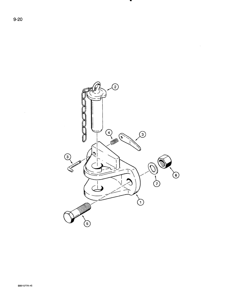 Схема запчастей Case 821 - (9-020) - PIN AND CLEVIS HITCH AND MOUNTING (09) - CHASSIS/ATTACHMENTS