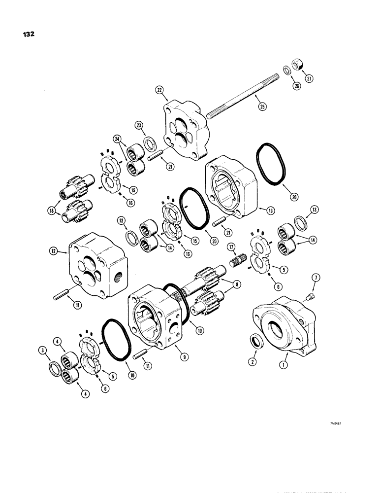 Схема запчастей Case W24B - (132) - L71667 LOADER AND STEERING PUMP (05) - STEERING