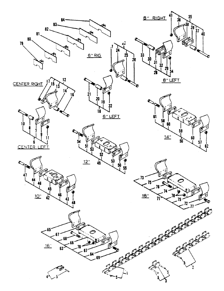 Схема запчастей Case 1000 - (42) - EXTRA HEAVY-DUTY SINGLE CHAIN, DIGGING TEETH, DIRT DRAGS 